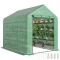 8' x 6' x 7' Portable Walk-In Greenhouse Hot House with 18 Shelves,  Water/UV Resistant Weather Cover, & Roll Up Door