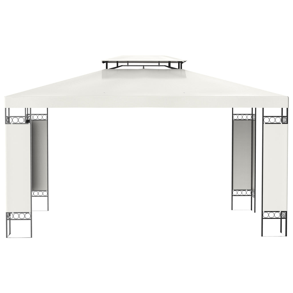 10' x 13' Outdoor Gazebo, Double Roof Patio Gazebo Canopy Shelter with Screen Decorate Corner Frame, White