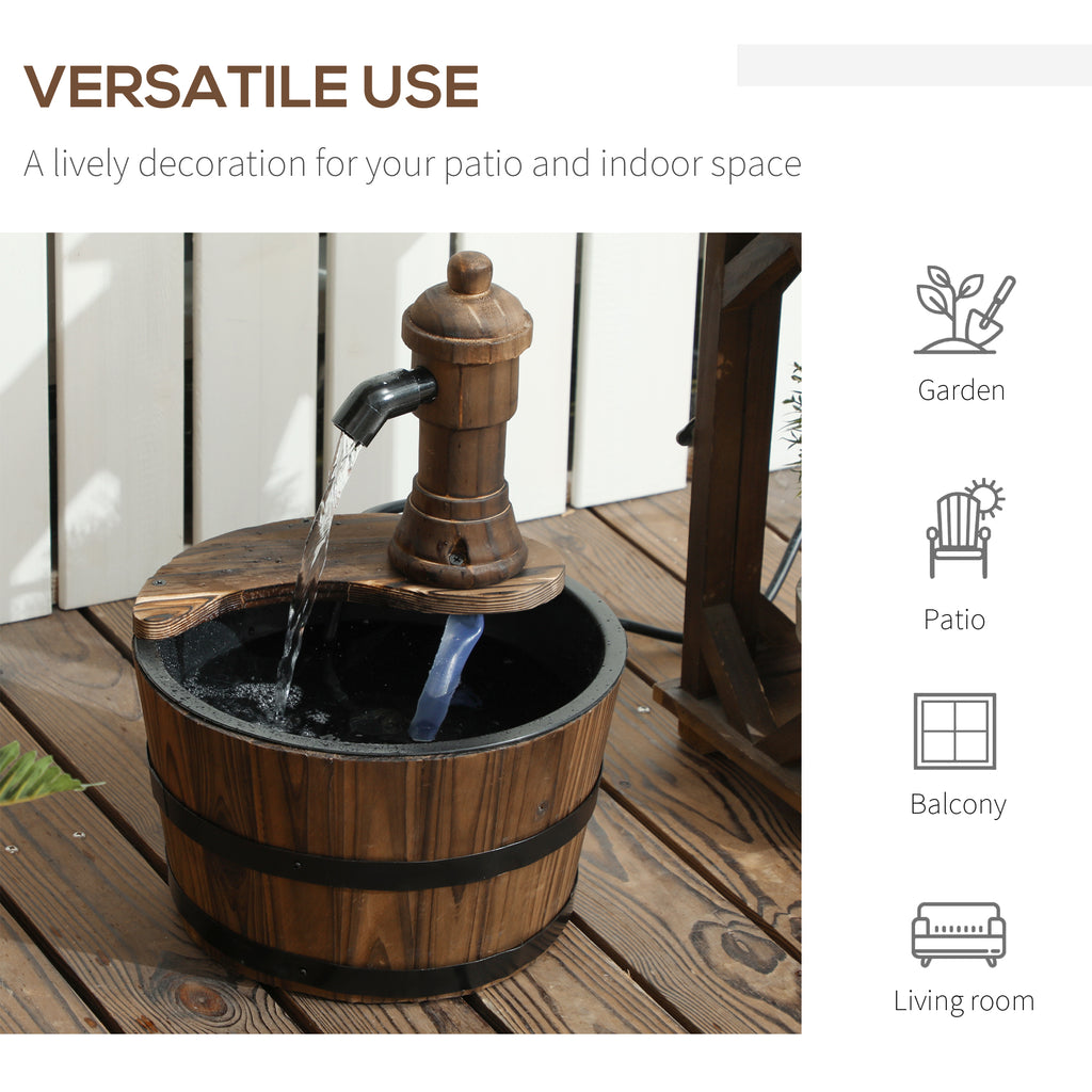 Outdoor Fountain, Garden Water Fountain with Electric Pump for Porch, Deck, Yard, Carbonized