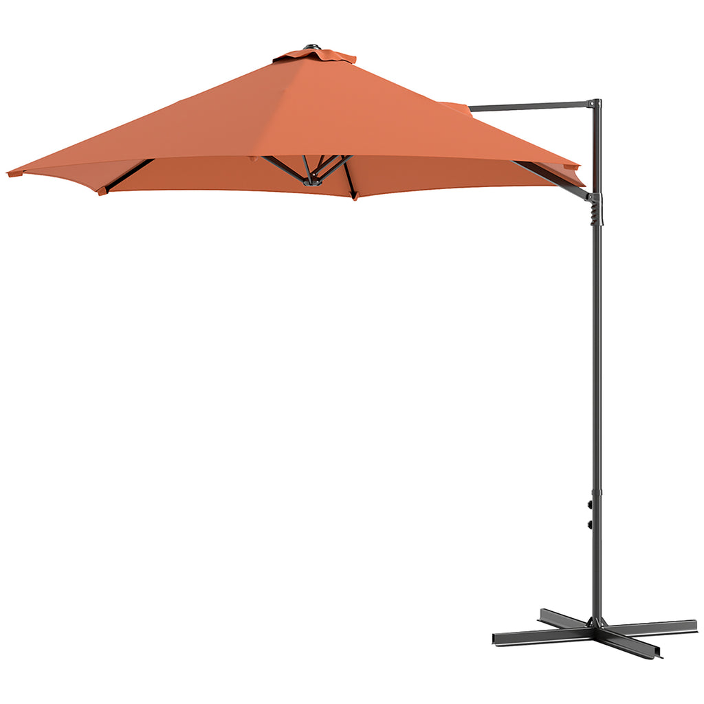 8.5FT Offset Patio Umbrella with 360Â° Rotation, Outdoor Cantilever Roma Parasol Hanging Sun Shade Canopy Shelter with Cross Base, Orange