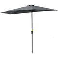 9.8ft Half Umbrella Semi Round Patio Parasol with Crank Handle, Top Vent for Garden, Balcony- NO BASE INCLUDED, Grey