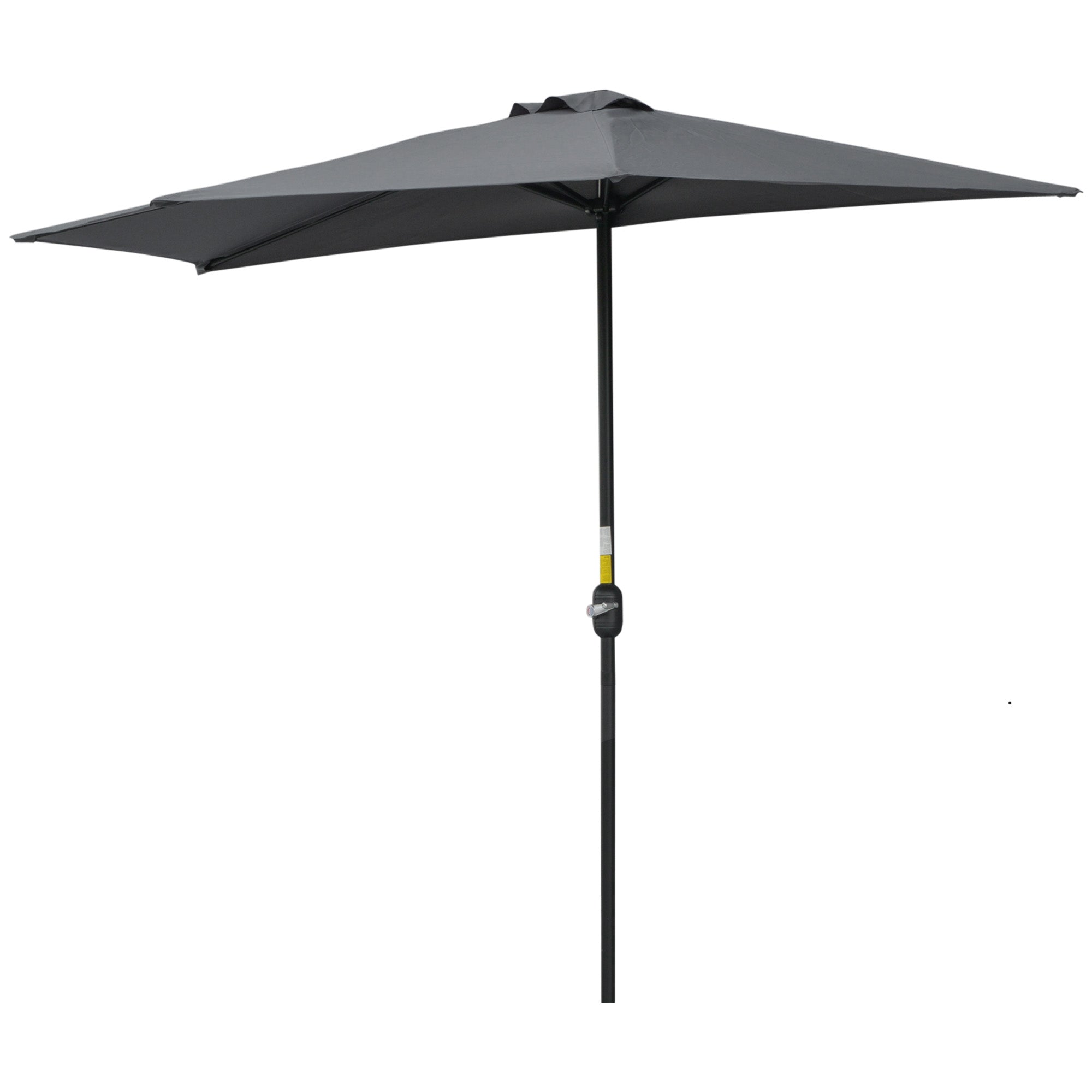9.8ft Half Umbrella Semi Round Patio Parasol with Crank Handle, Top Vent for Garden, Balcony- NO BASE INCLUDED, Grey