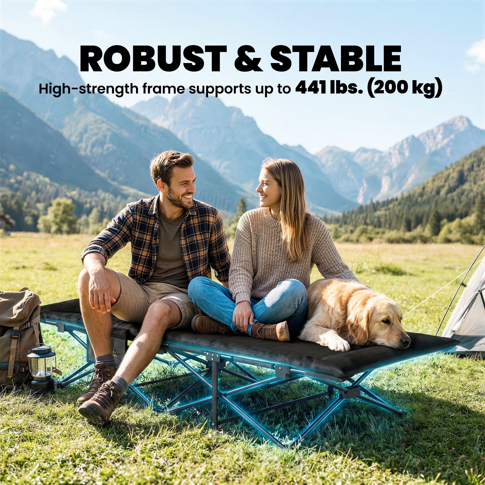 Camping Cot for Adults with Padded Cushion, 31.5" Wide Folding Bed with Carry Bag and Non-Slip Feet, Black
