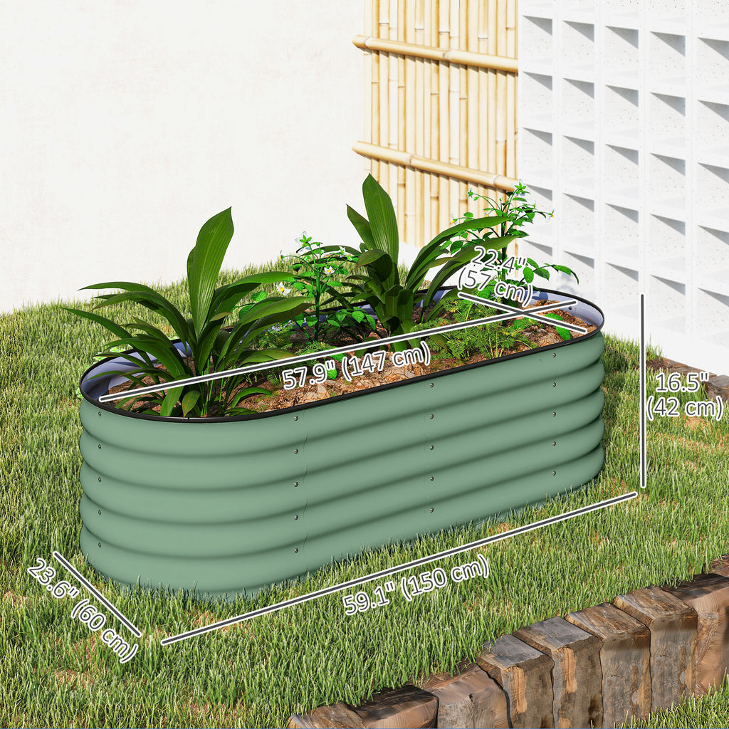 5 x 2 x 1.5 FT Galvanized Steel Raised Garden Bed, Metal Garden Bed Planter Box with Safety Edging, Green