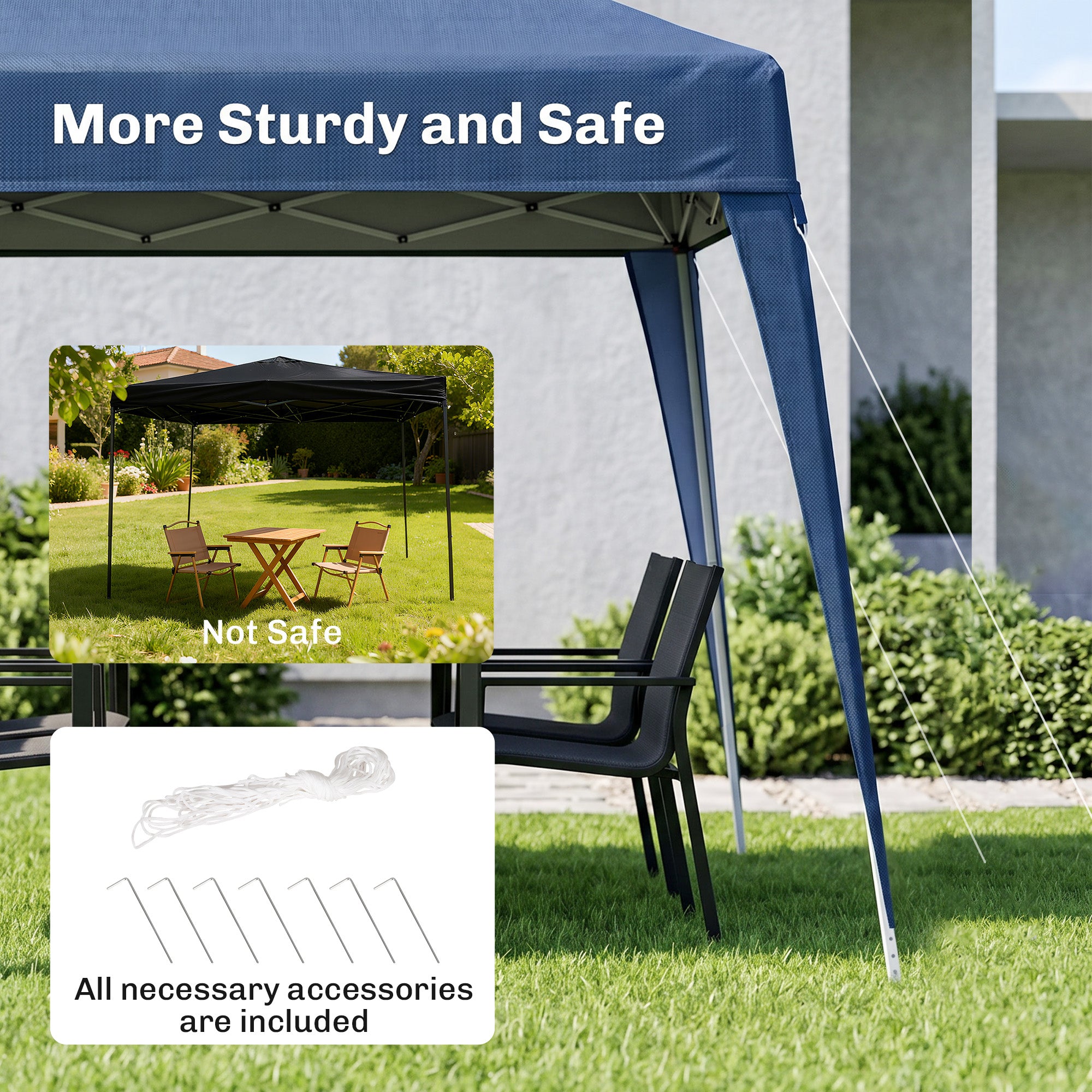 8' x 8' Pop Up Canopy, Outdoor Folding Tent, Portable Party Tent with Carrying Bag for Camping, Party, Picnic, Blue
