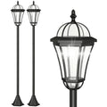 2 Piece LED Garden Lights Lamp Post Solar Powered Auto Switch Outdoor Lantern Patio Pathway Walkway Water-Resist 6 Hours Black