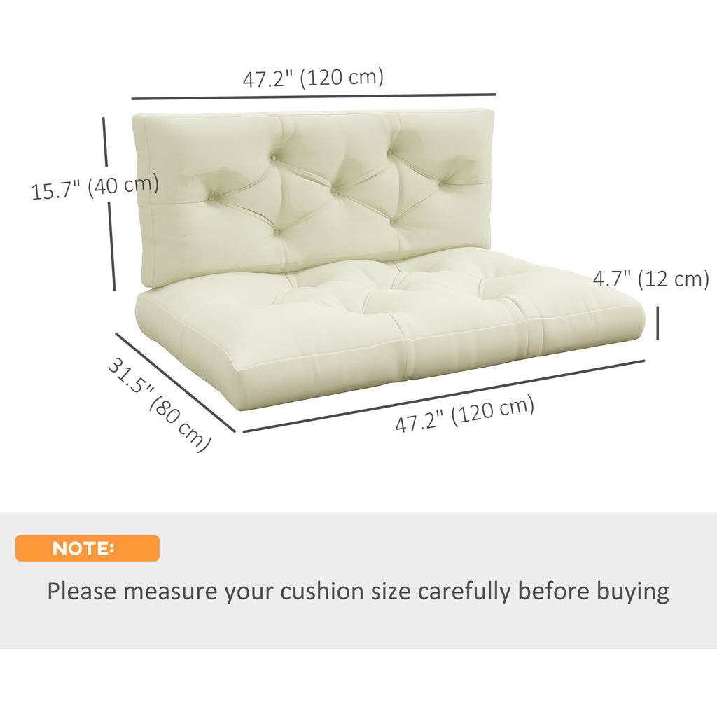 2 Seater 5" Thick Outdoor Seat Cushions with Back Cushion for Pallet, Loveseat Outdoor Furniture Cushions, Cream White