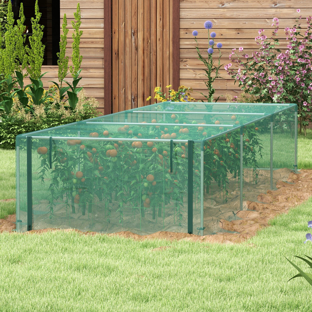 12' x 4' Plant Protection Cage with Zipper Roll-Up Door, Plant Protector from Animals with Galvanised Steel Frame