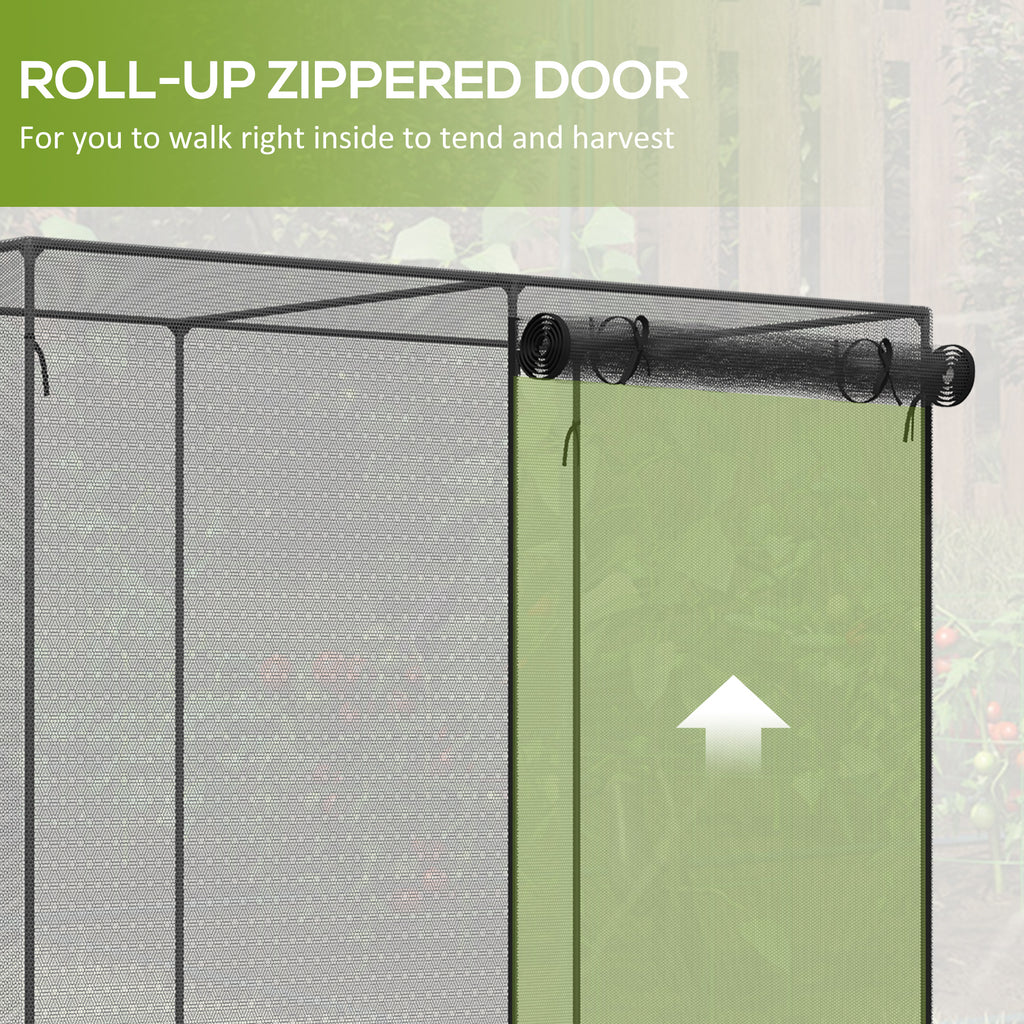 6.5 x 3.3ft Crop Cage, Garden Plant Protector with Single Zippered Door, Storage Bag and Ground Stakes, Black