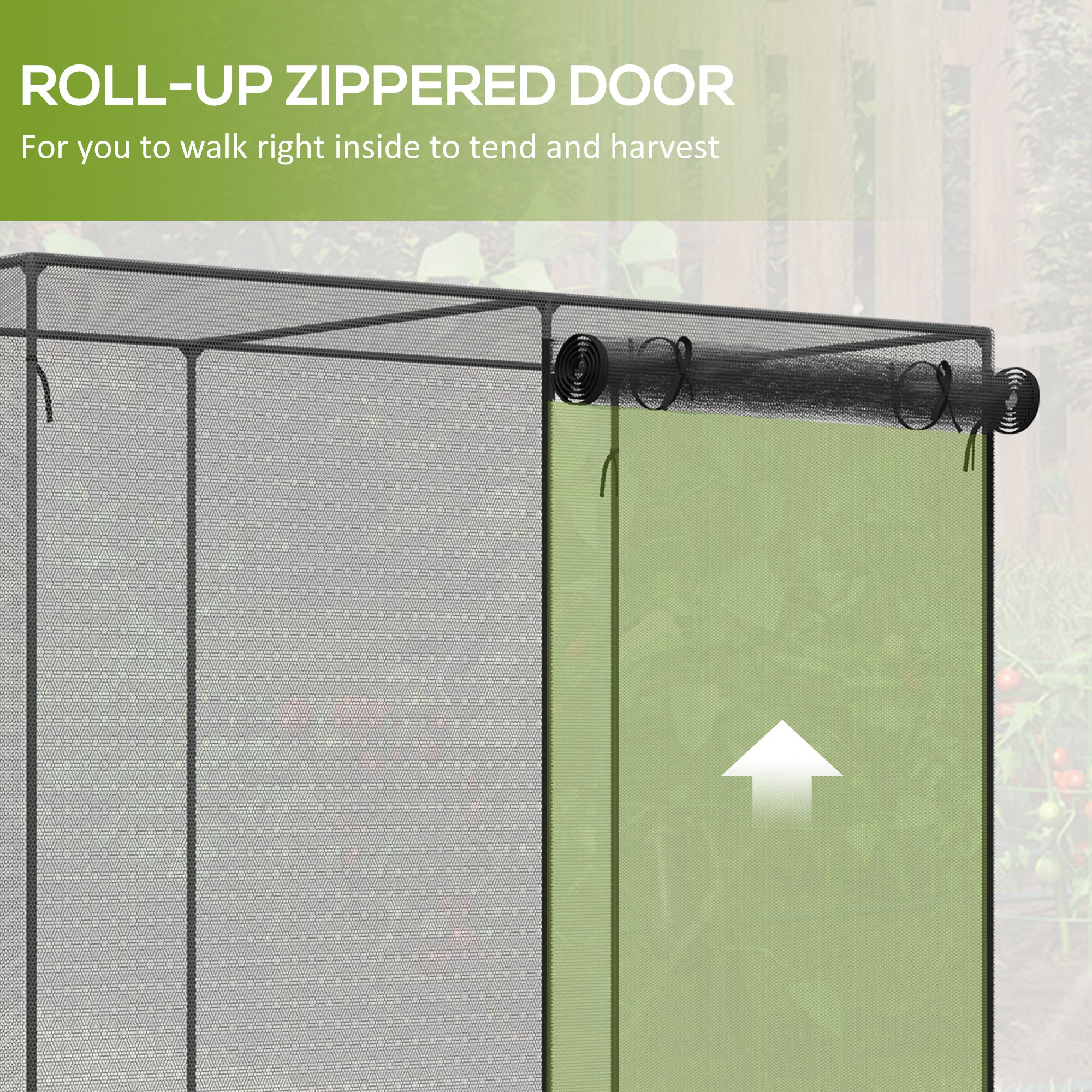 6.5 x 3.3ft Crop Cage, Garden Plant Protector with Single Zippered Door, Storage Bag and Ground Stakes, Black
