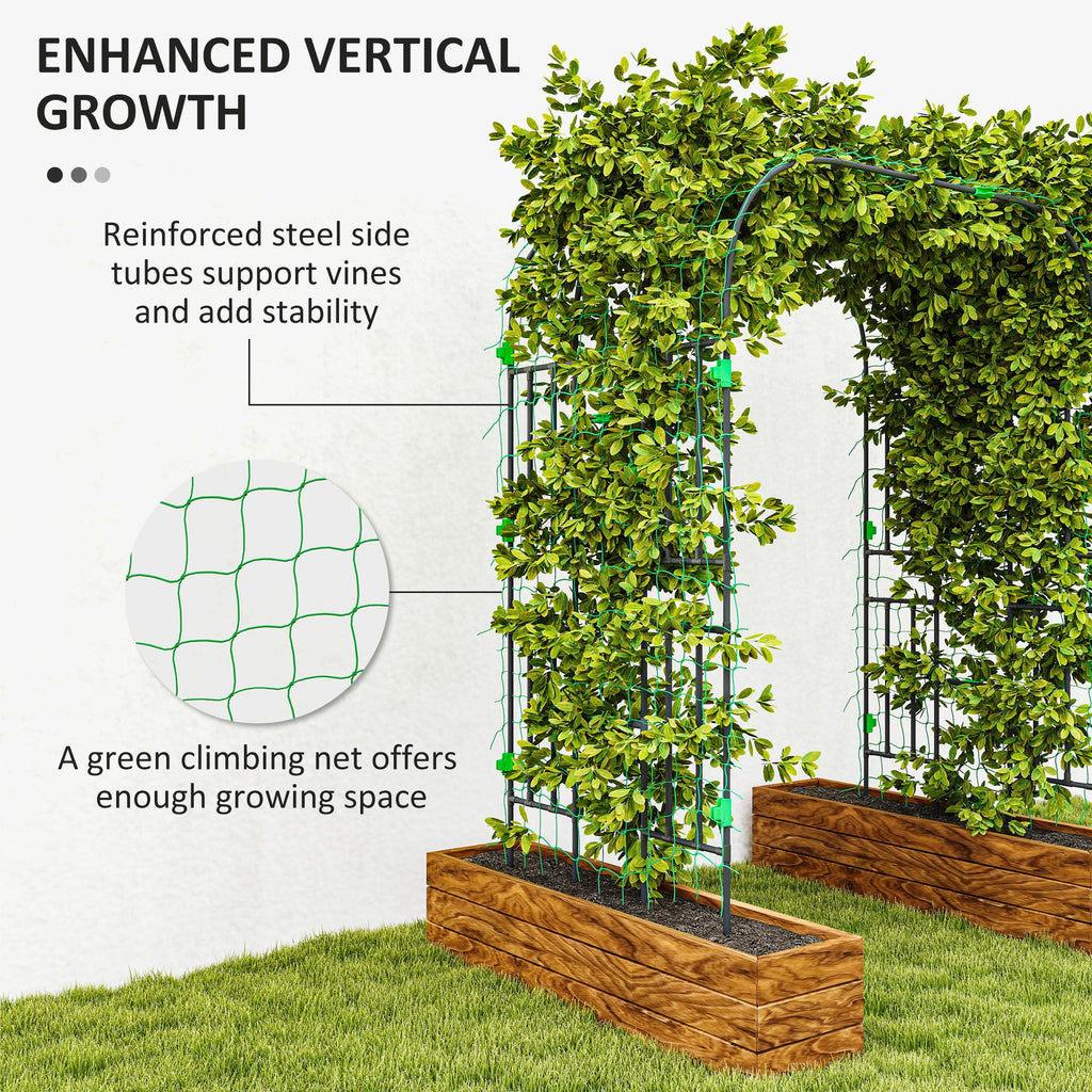 Arched Garden Trellis, 8 FT Tall Metal Plant Trellis Support with Trellis Netting for Climbing Plants