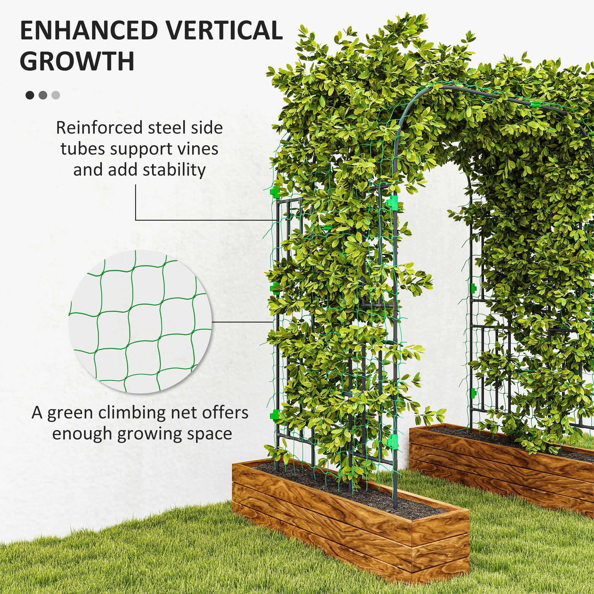 Arched Garden Trellis, 8 FT Tall Metal Plant Trellis Support with Trellis Netting for Climbing Plants