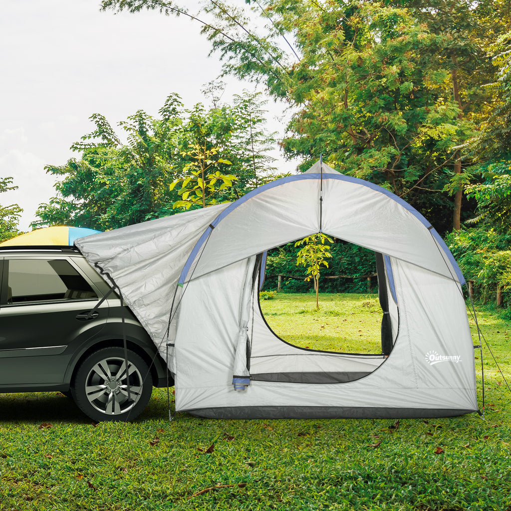2000mm Waterproof SUV Tent, Car Tent with 3 Doors and Mesh Window, for 5-6 Person Camping Travel, Grey and Blue