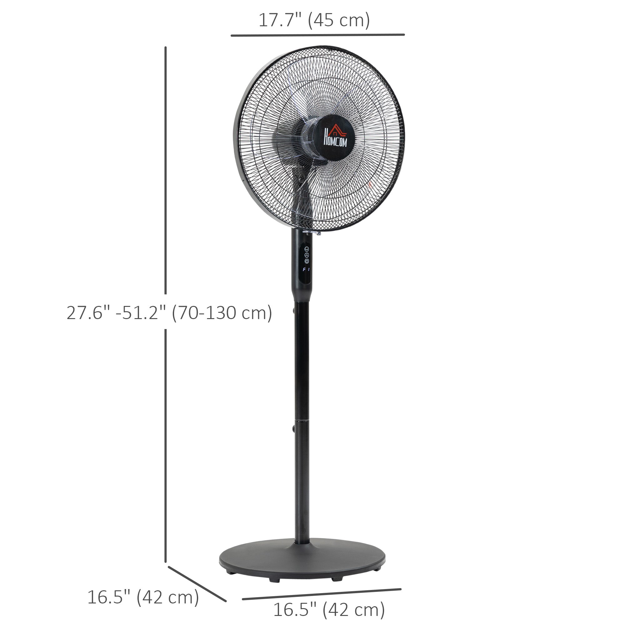 Floor Standing Fan with Remote Control, Oscillating, LED Screen, Stand Up Cooling Fan, Tall Pedestal Electric Fan for Home Bedroom, Black