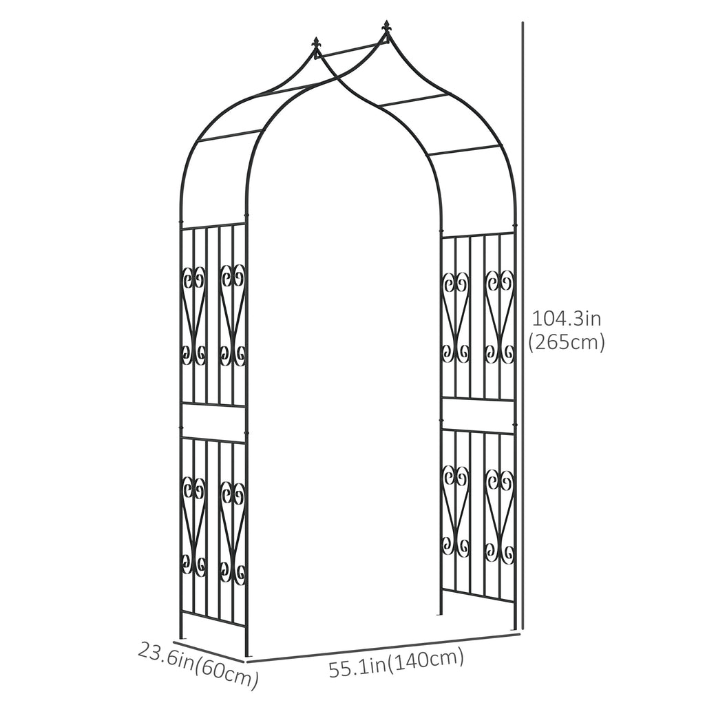 8.7FT Garden Arch Trellis, Outdoor Wedding Arbor for Ceremony with Scrollwork Design for Climbing Roses, Vines and Plants