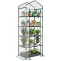 5 Tier Mini Greenhouse, Portable Outdoor Flower Stand with Shelf Clips, Indoor Greenhouse with Steel Frame, Transparent, 27.25" x 19.25" x 76", Clear