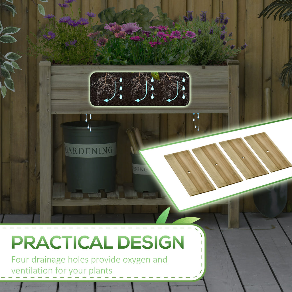 Elevated Planter Box with Legs and Storage Shelf, Raised Garden Bed, Elevated Wooden Planter Box, Green