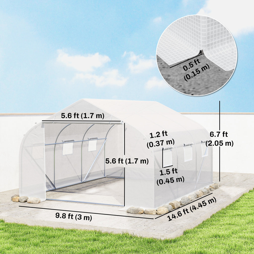 15'x10'x7' Greenhouse Gardening Planting Shed White