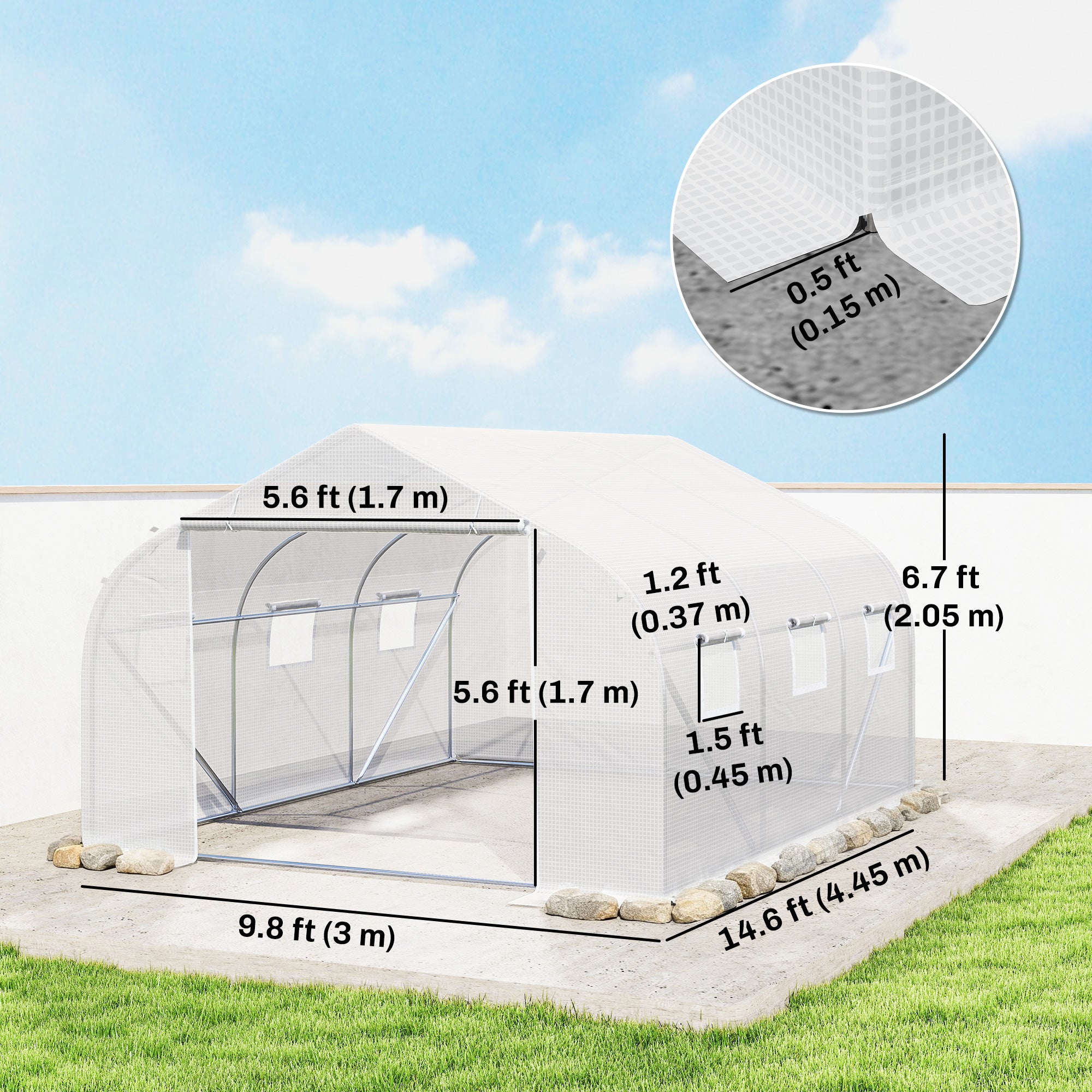 15'x10'x7' Greenhouse Gardening Planting Shed White
