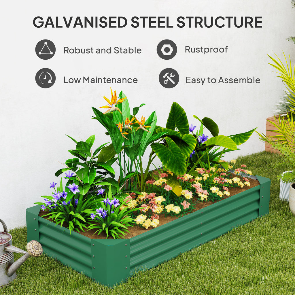 6 x 3 x 1ft Galvanized Raised Garden Bed, Reinforced Outdoor Planter Box with Open Bottom, Green