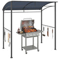 7' x 5' BBQ Grill Gazebo Tent, Garden Grill Canopy with Steel Frame and Hooks, Outdoor Sun Shade, Grey