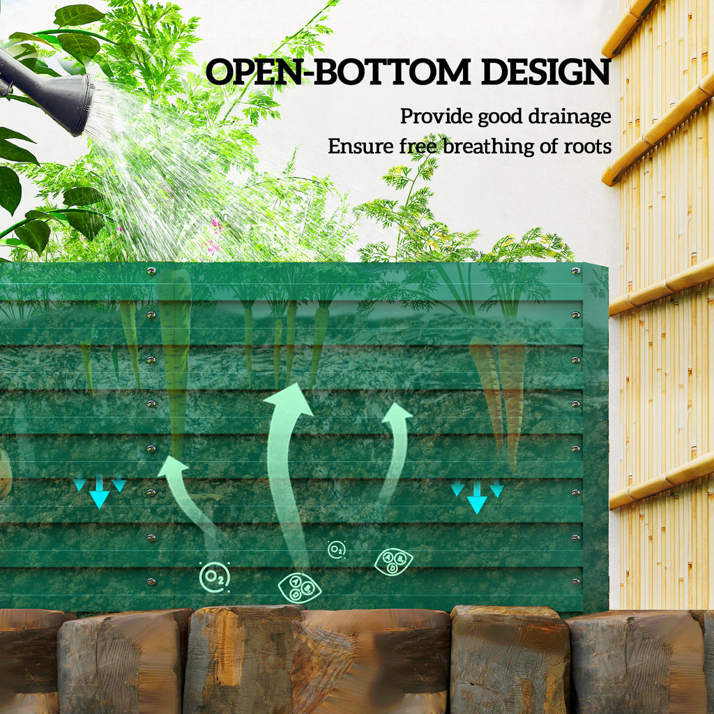 8' x 4' x 2' Raised Garden Bed, Galvanized Planter Box for Growing Flowers, Herbs and Vegetables, Green