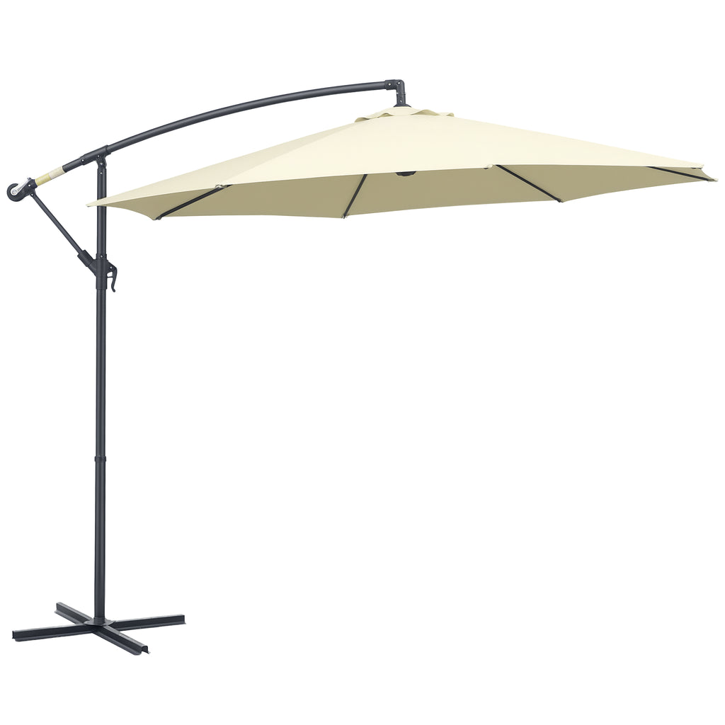 Î¦10' Deluxe Cantilever Umbrella Outdoor Market Parasol Banana Hanging Offset Sunshade Crank Cross Base Beige