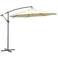 Î¦10' Deluxe Cantilever Umbrella Outdoor Market Parasol Banana Hanging Offset Sunshade Crank Cross Base Beige