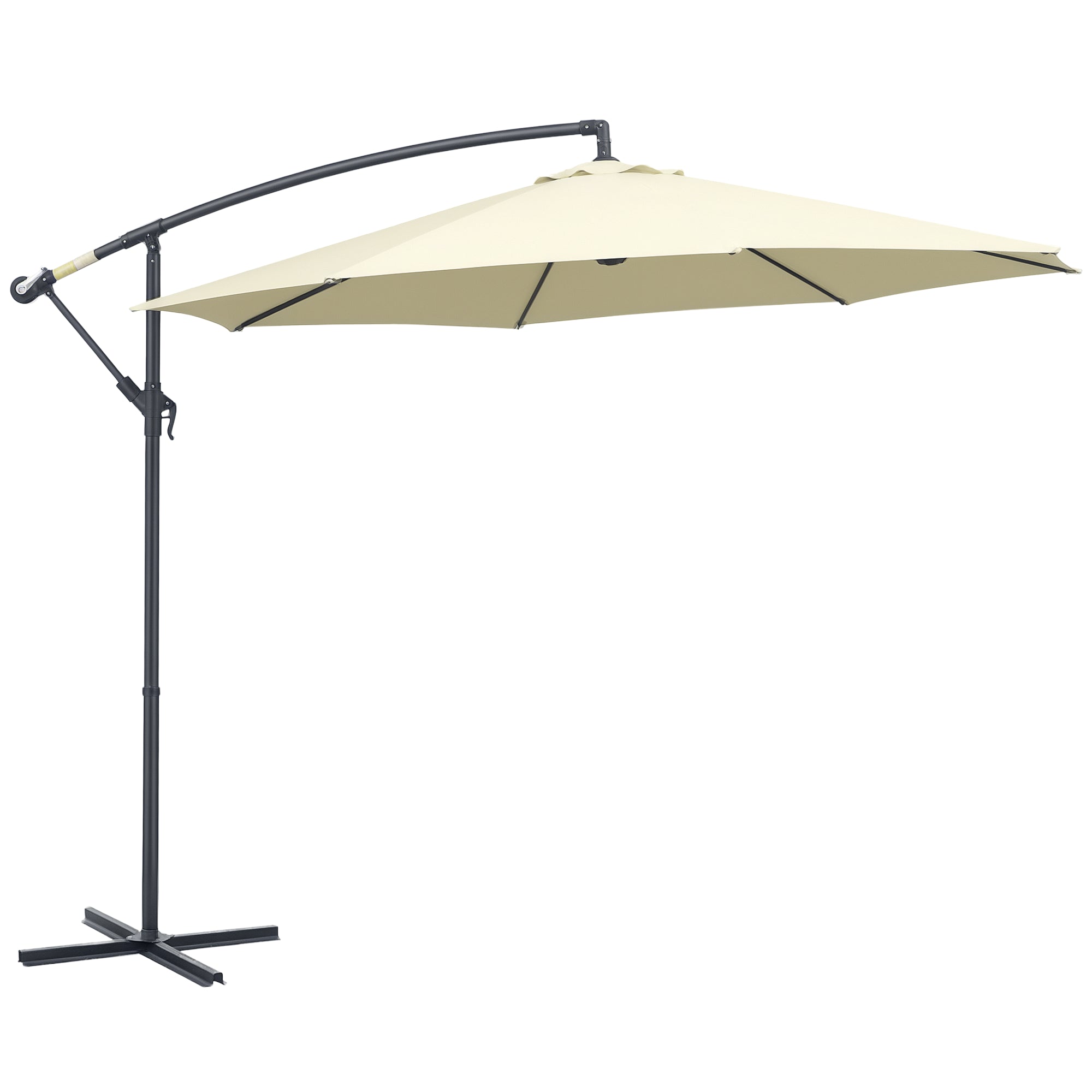 Î¦10' Deluxe Cantilever Umbrella Outdoor Market Parasol Banana Hanging Offset Sunshade Crank Cross Base Beige