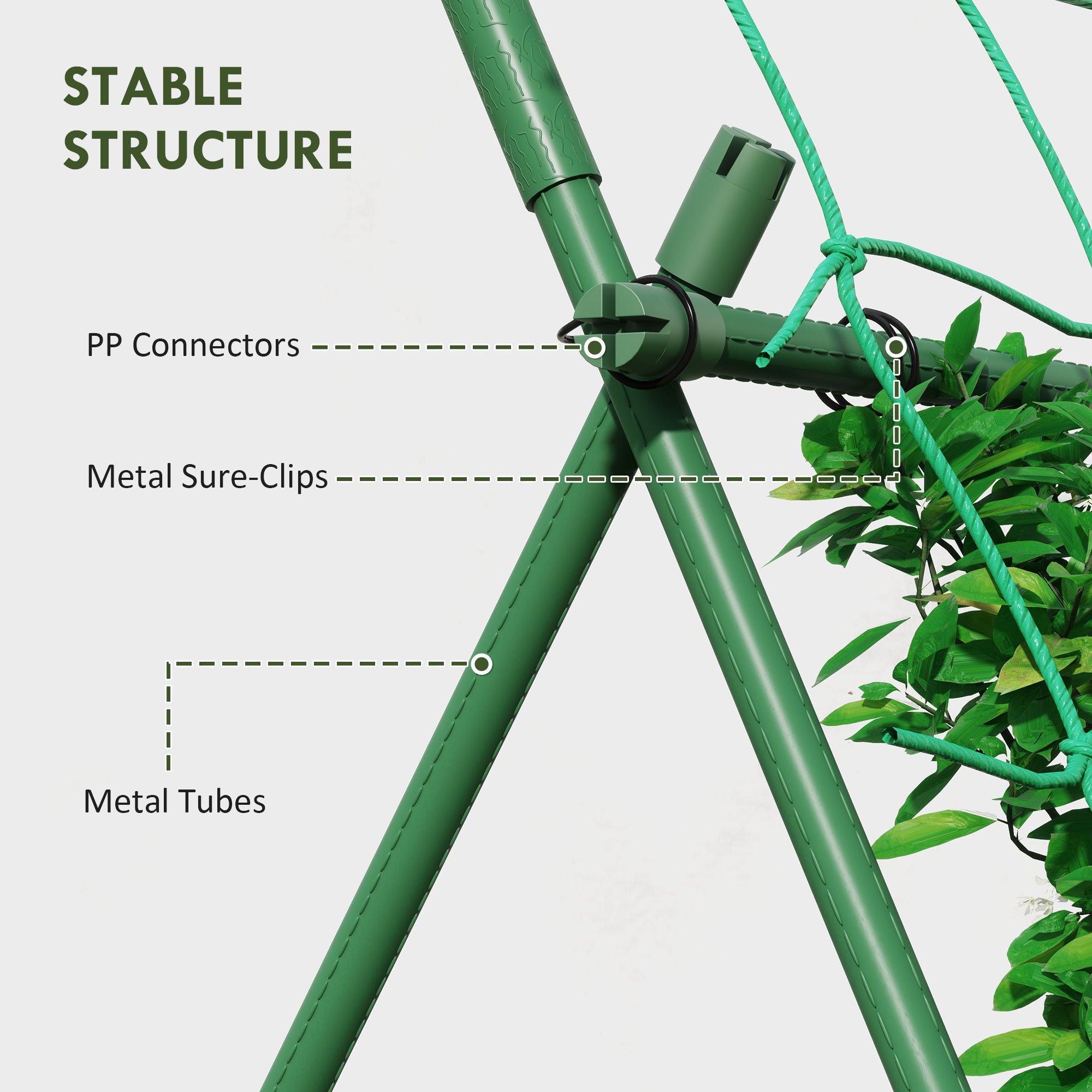 Cucumber Trellis for Climbing Plants, Adjustable A-Frame Garden Trellis with Climbing Net, 20 Metal Clips, 4 Net Straps