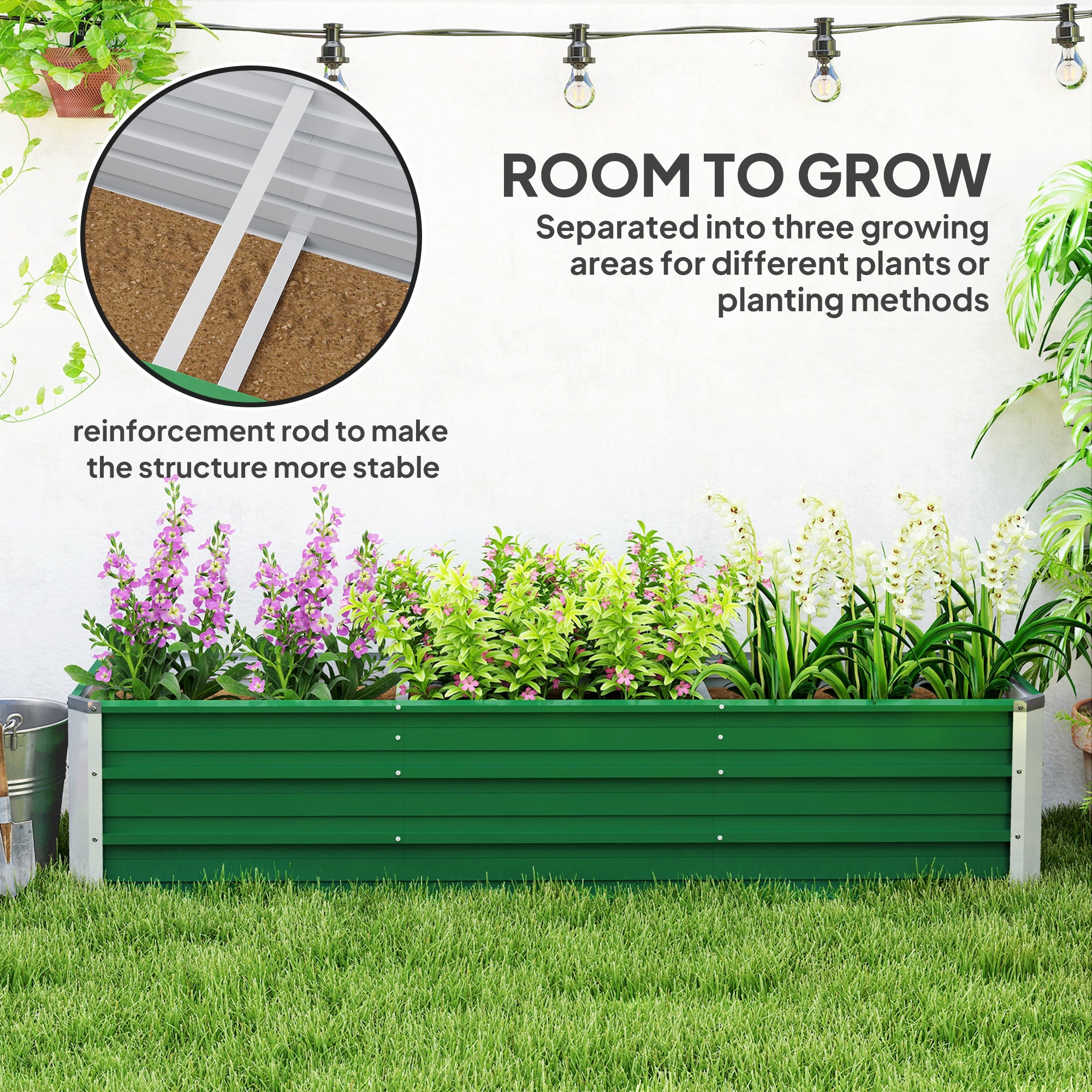 6' x 1.5' x 1.3' Galvanized Raised Garden Bed, Elevated Large Metal Planter Box w/ Install Gloves for Backyard, Patio to Grow Vegetables, Herbs, and Flowers, Green