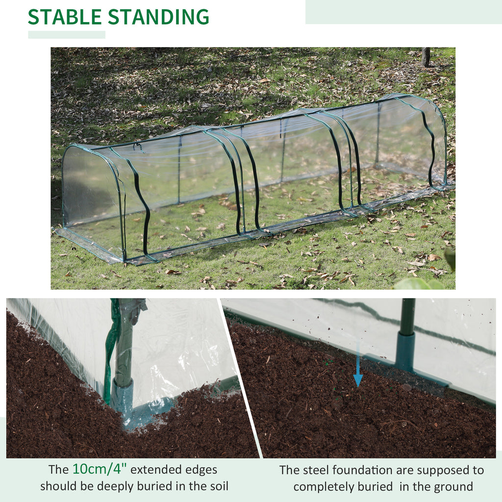 138"x39"x32" Transparent PVC Mini Tunnel Greenhouse Garden Green Grow Shed Portable Plant Flower Warm House Steel Frame Zipped Doors