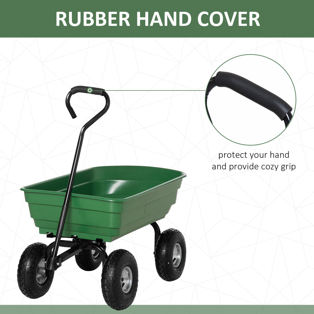 Steel Garden Cart with Handle and 10" Pneumatic Tires, Utility Wagon Cart for Garden, Patio, Lawn, 551 lbs Capacity