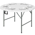 Î¦48" Folding Patio Table, Outdoor HDPE Picnic Table, Card Table for 6, Round Folding Banquet with Metal Frame, White