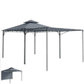 Patio Gazebo with Double Roof Outdoor Gazebo Canopy with Extendable Shade 10.5â€² x 10.5â€² Dark Grey
