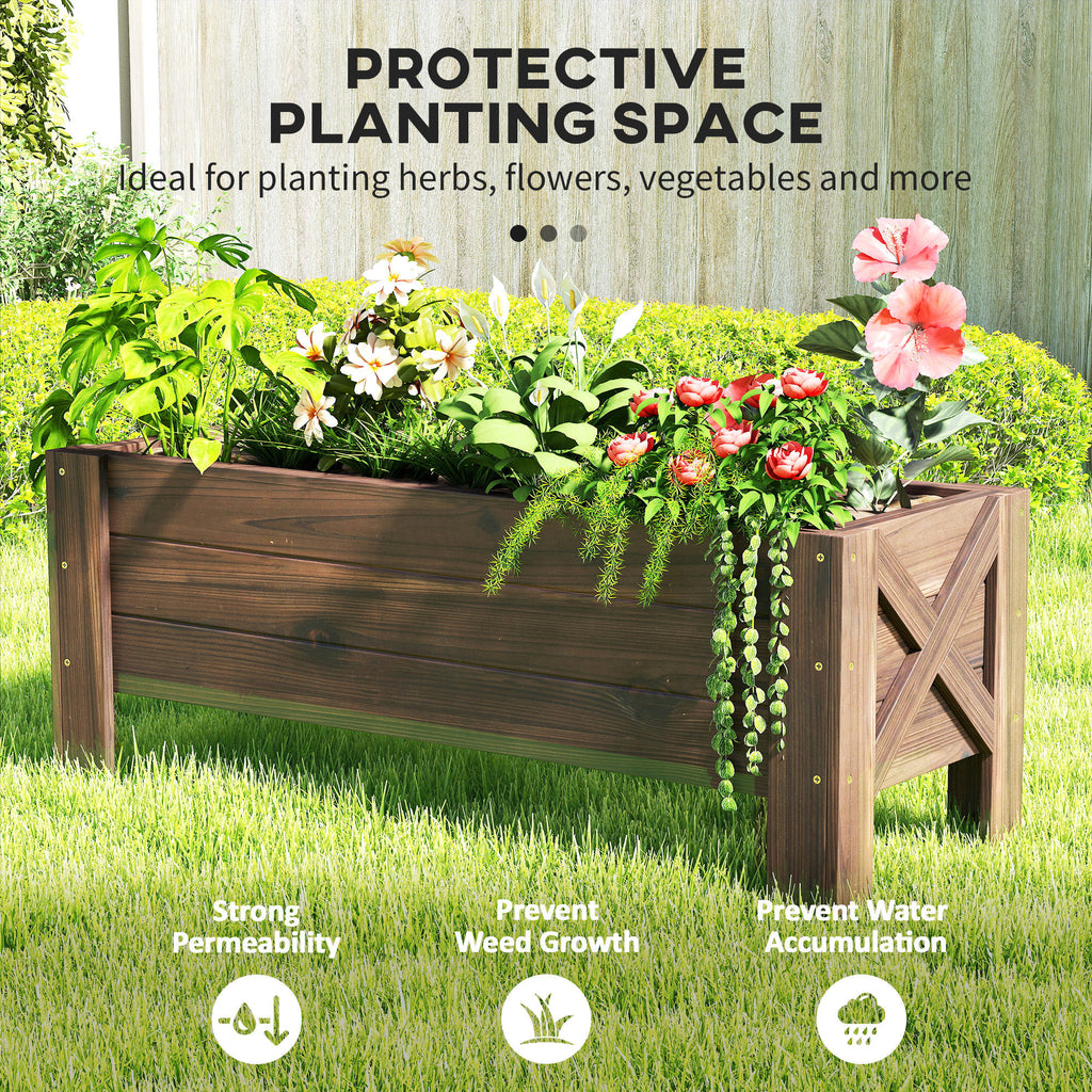 3.3 x 1.2 x 1.2 ft Garden Raised Bed Planter Grow Containers for Outdoor Patio Plant Flower Vegetable Pot, Carbonized