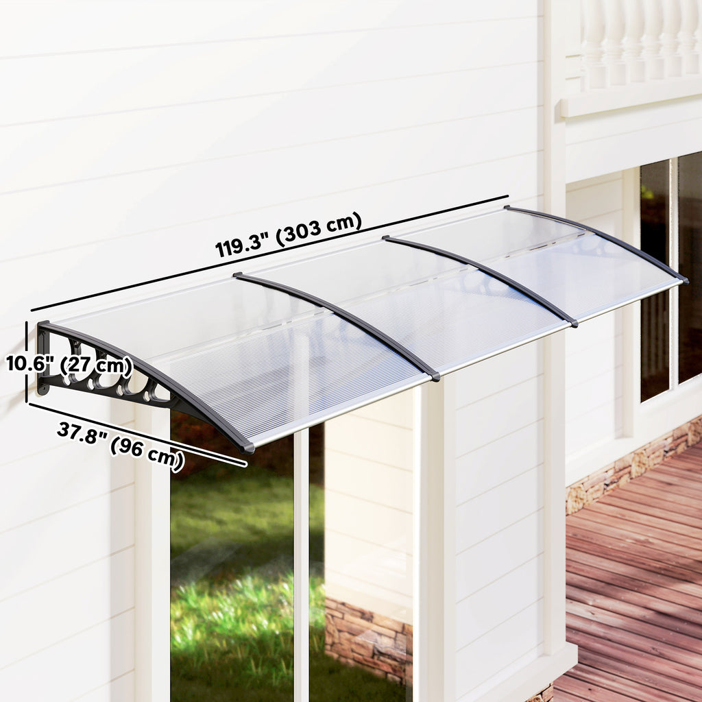 Awning Door Canopy, 120" x 40", Polycarbonate Front Door Outdoor Patio Cover for UV Protection, Clear