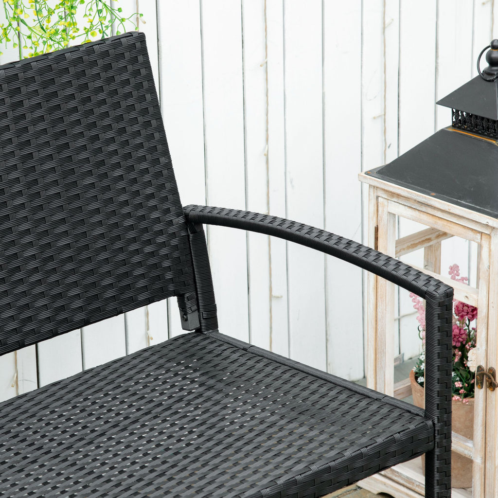 Rattan Wicker Loveseat Garden Bench Hand Woven Portable Backyard Black