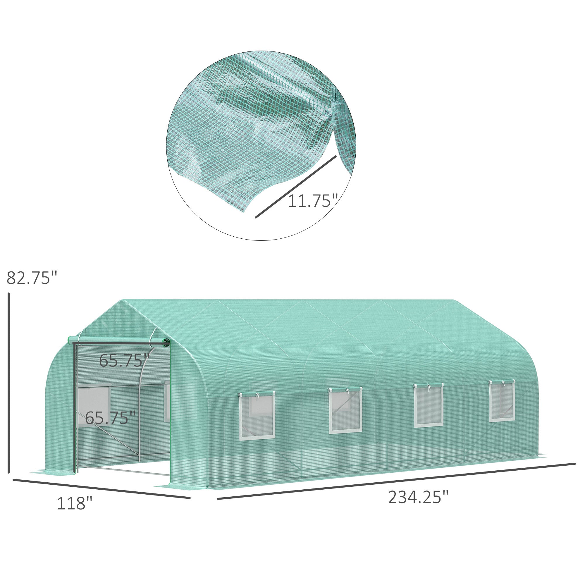 20x10x7ft Walk-in Steeple Greenhouse Outdoor Backyard Plant Seed Growth Shed Tunnel Warm House with 2 Anchor Way Green