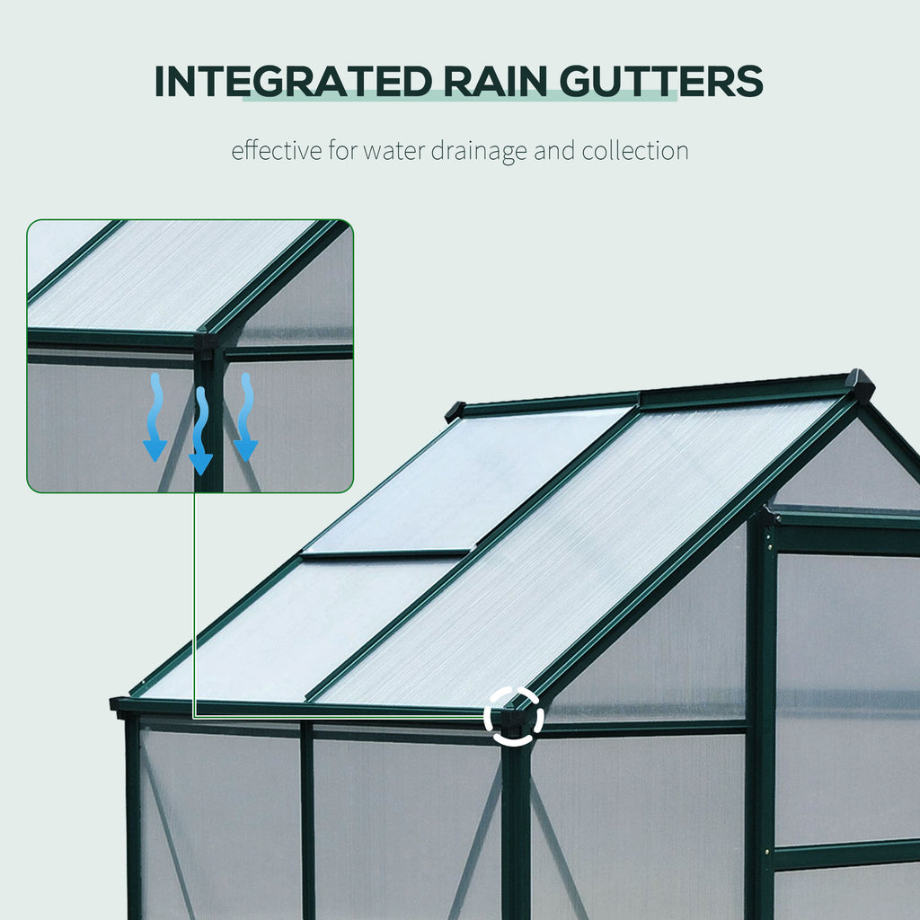 Small Greenhouse with Galvanized Base and Slide Door, 6.2x4.3 Walk-In Polycarbonate Greenhouse, Clear