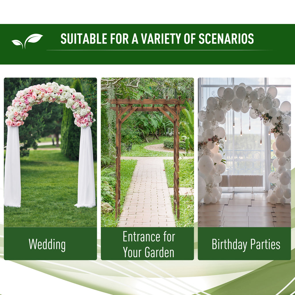 79" Plant Trellis, Arched Garden Arbour with Pergola Style Roof, Fir Wood Frame for Climbing Vines