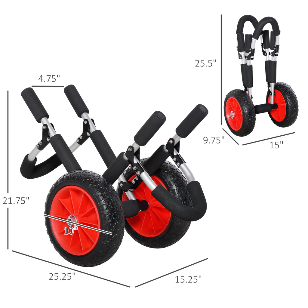 Stand-Up Paddleboard Dolly, Aluminum Surfboard Trolley, Foldable Rolling Cart for SUPs Boat Canoe Carrier Float Mat, Jon Boat Easy Transport Cart