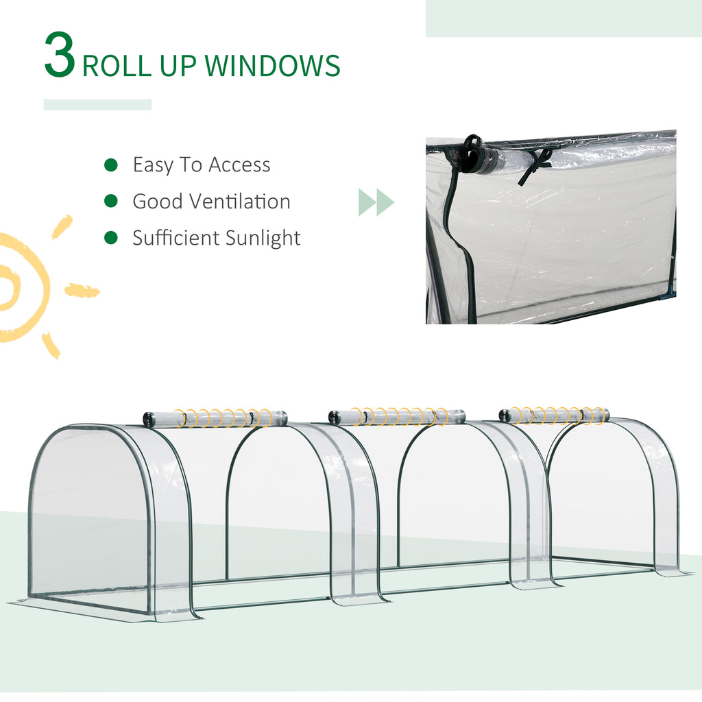 138"x39"x32" Transparent PVC Mini Tunnel Greenhouse Garden Green Grow Shed Portable Plant Flower Warm House Steel Frame Zipped Doors