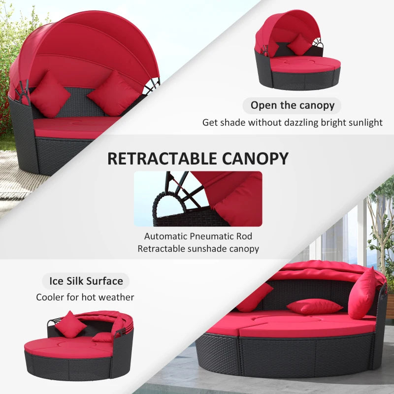 Affordable PE rattan outdoor daybed for patio and backyard