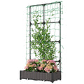 2PCS Plastic Planter Box with Trellis, Self-Watering Raised Garden Bed with Trellis and Netting