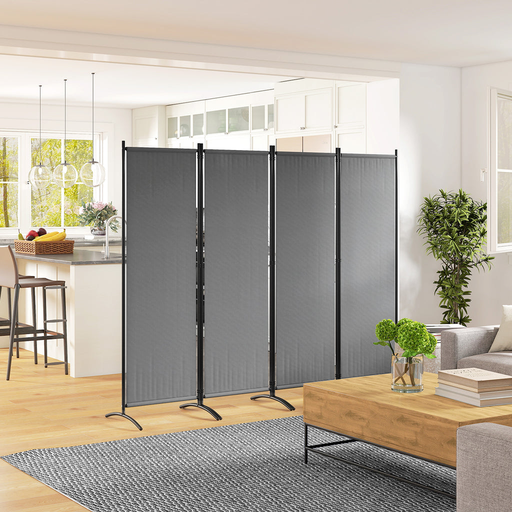 Folding Room Divider, Privacy Screen for Home Office Bedroom, 5.6FT Tall, Dark Grey