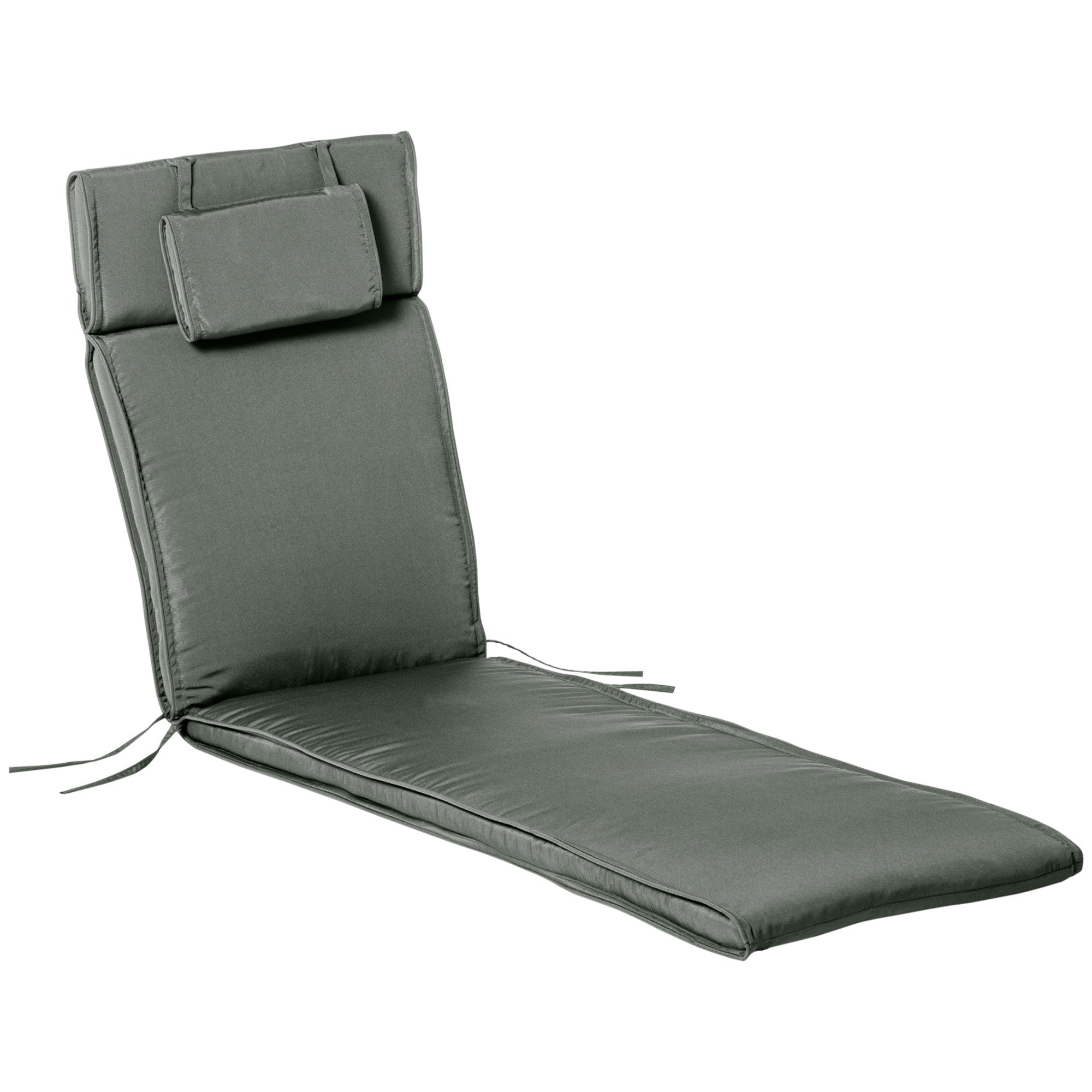 Garden Lounger Chair Cushion Replacement, Deep Seat Patio Cushions with Thick Padded, Headrest, Removable Cover, Cushion ONLY, Grey