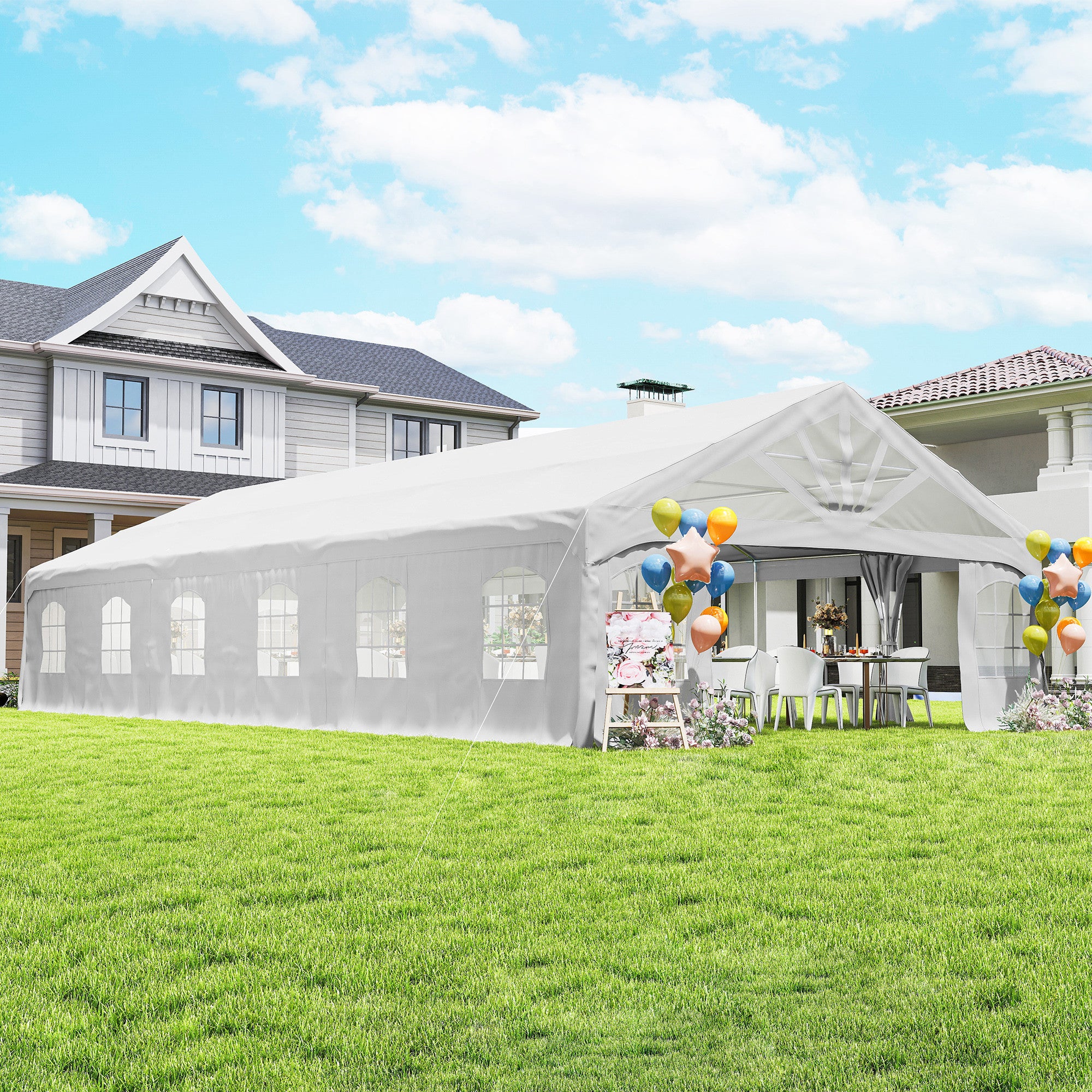 Heavy Duty Party Tent, 20' x 40' Large Sun Shade Canopy Tent for Parties, Wedding, Events, BBQ Grill, White