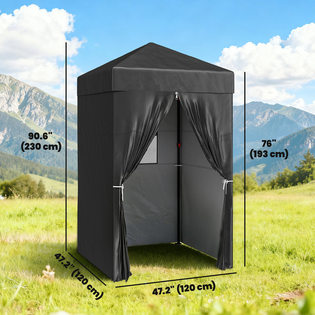 4 x 4 ft Compact Pop Up Canopy Tent, UPF 50+ Changing Room, Portable Instant Privacy Canopy with Mesh Window, Black
