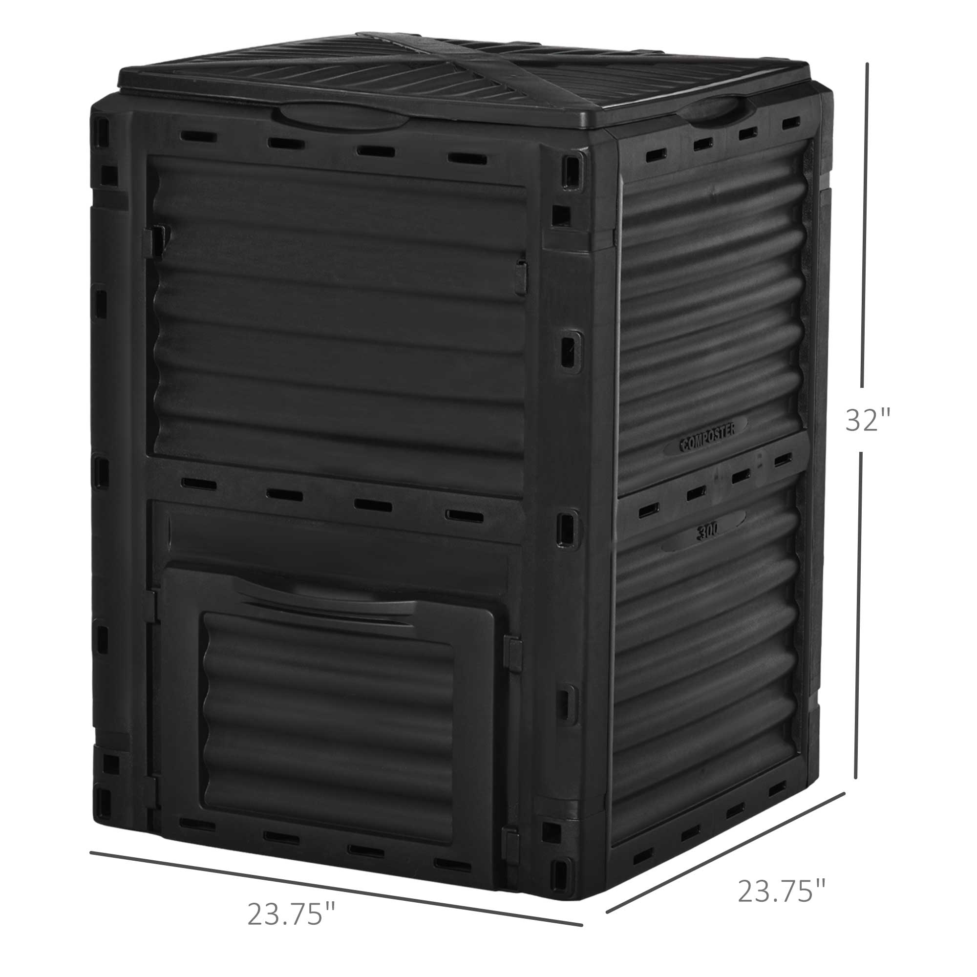 Garden Compost Bin Large Outdoor Compost Container 80 Gallon Fast Creation of Fertile Soil Aerating Compost Box, Easy Assembly, Black